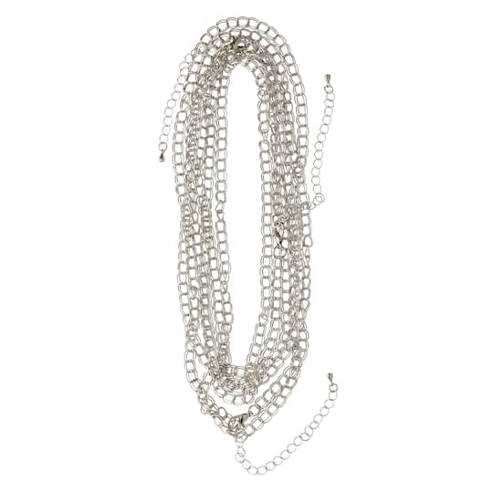 Rhodium Double Link Chain Necklaces By Bead Landing™